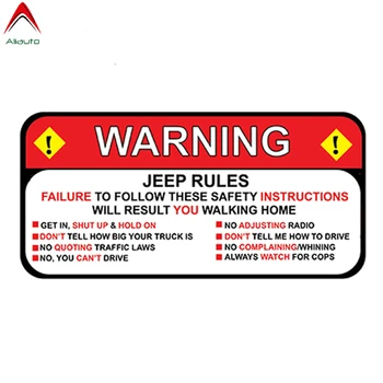 Автомобильные наклейки с предупреждением Aliauto Виниловая наклейка Jeep Rules Wrangler Sahara Funny для укладки водонепроницаемых автомобилей и мотоциклов, 13 см * 6 см