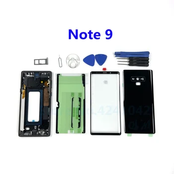 Оригинал Для SAMSUNG Galaxy Note 9 N960 N960F Полный Корпус Задняя Крышка Передняя Экранная Стеклянная Линза Средняя Рамка Комплектные Детали