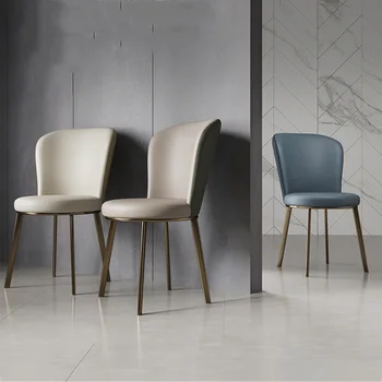 Роскошное обеденное кресло Nordic, мягкое кожаное Современное кресло для столовой, эргономичный Дизайн, Ресторанная спинка, мебель для дома Cadeira