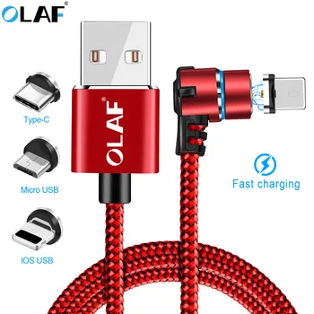 Магнитный зарядный кабель OLAF для iPhone XR XS MAX X 8 7 6 Plus Samsung, магнитное зарядное устройство для мобильного телефона, кабель Micro USB Type C, провод