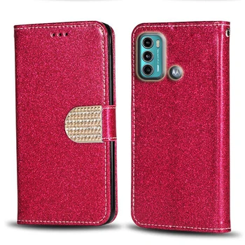 Кожаный бумажник с бриллиантами, кожаный чехол для телефона Motorola Moto G60 G40 G50 Fusion