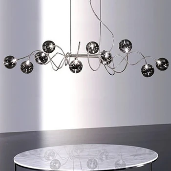 Скандинавский стеклянный шар с несколькими головками, светодиодный декоративный светильник, Спальня, гостиная, освещение из нержавеющей стали, люстра Magic Beans