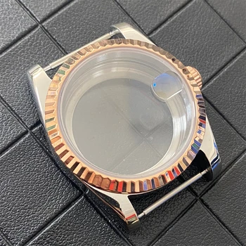 Корпус часов из розового золота 36 мм, водонепроницаемые корпуса с сапфировым зеркалом с плотным /прозрачным дном, для механизма NH35 NH36 4R