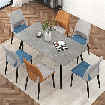 Обеденные стулья из скандинавской кожи для кухни, Минималистичный стол и стул для дома, легкая Роскошная спинка, обеденный стол для ресторана для отдыха, стул для обеденного стола