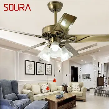 Потолочный вентилятор SOURA, современная простая лампа с дистанционным управлением с прямым лезвием для домашней гостиной