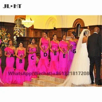 Африканские 2021 Черные Платья Подружек Невесты Для Свадебной Вечеринки Для Девочек, Длинные Платья С Большим Разрезом, Шелковое Атласное Платье Подружки Невесты для Женщин