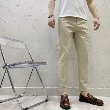 Модные мужские брюки, повседневная джинсовая школьная ковбойка, Новая мужская Классическая мода, Дикие Однотонные стрейчевые брюки высокого качества D06