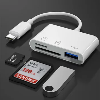 Устройство чтения карт SD TF для iPhone/iPad USB OTG адаптер Комплект для подключения камеры Концентраторы с портом Type-C для клавиатур /MIDI интерфейсов