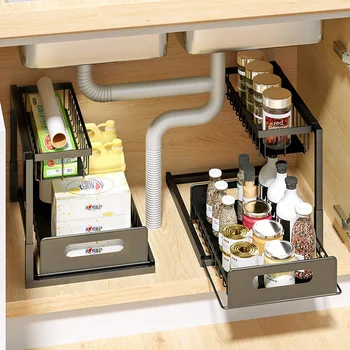 Многослойный кухонный органайзер, Многофункциональная стойка для специй, Высокое ограждение для хранения предметов, Устойчивая опора для кухни