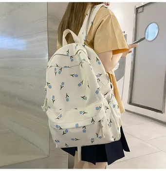 Повседневные женские рюкзаки из нейлона с цветочным рисунком, школьная сумка для подростков, женская дорожная сумка из нейлона с цветочным рисунком для женщин