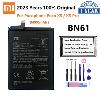100% Оригинальный Аккумулятор Телефона Xiao mi BN61 6000 мАч Для Xiaomi Pocophone X3 Poco X3 PocoX3 Pro X3Pro Запасные Батареи Bateria