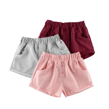 Корейские Детские однотонные шорты Летние Детские Короткие штаны с эластичной резинкой на талии для маленьких девочек от 2 до 8 лет, одежда для малышей 2023 г.