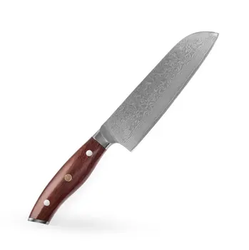 7-дюймовый нож Santoku 10Cr15MoV 67-слойное лезвие из дамасской стали, кухонный нож для шеф-повара, инструменты для приготовления пищи с ручкой из розового дерева