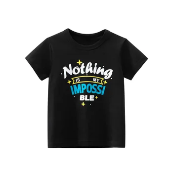 Одежда для маленьких мальчиков и девочек 2-8 лет, летний топ, футболка с коротким рукавом и буквами, повседневная хлопковая футболка, стрейчевая футболка, одежда для младенцев