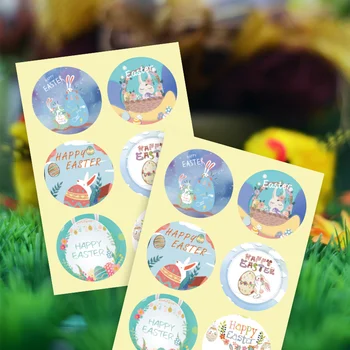 60шт Бумажных наклеек для яиц с Милым Кроликом, Запечатывающие этикетки для подарков на Пасху, украшение вечеринки своими руками, бумажная наклейка для упаковки коробки конфет