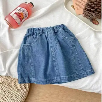 2023 Новая весна Осень Лето, джинсовые хлопковые короткие юбки для девочек, модная повседневная Удобная Милая детская одежда для малышей