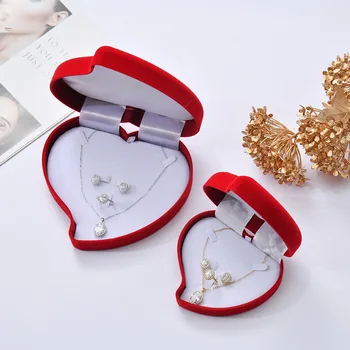 Шкатулка для ювелирных изделий в форме красного сердца, коробка для колец, ожерелье, серьги, Коробка для хранения, коробка для обручальных свадебных украшений, упаковка, Подарочная коробка, Держатель