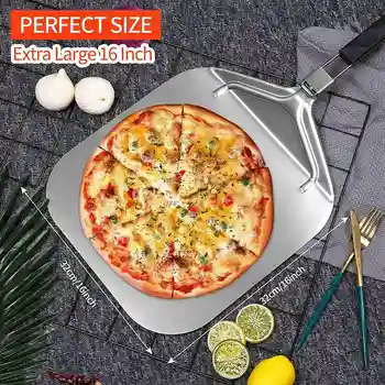 Складная алюминиевая кожура для пиццы, профессиональная лопатка для пиццы домашнего использования для выпечки пиццы и тортов в духовке и гриле