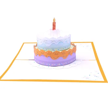 Оптовое роскошное украшение с Днем Рождения 3D Всплывающая поздравительная открытка с тортом на День рождения Бумажная подарочная карта с конвертом