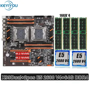 Материнская плата X99 с двумя процессорами 2ШТ E5 2680 V4 XEON и 64 ГБ оперативной памяти DDR4 ECC REG Efficiency Professionals X99 kit placa для геймеров