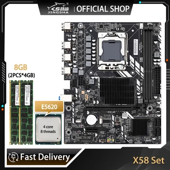 Комплект материнской платы JINGSHA X58 С процессором XEON E5620 и 8 ГБ = 2x4 ГБ оперативной ПАМЯТИ DDR3 ECC REG LGA 1366 X58 с двумя каналами Mobo PCIE X16 SATA USB