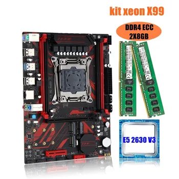 X99 Kit LGA 2011-3 Комплект материнской платы Xeon X99 E5 2630 V3 CPU 2шт X 8 ГБ = 16 ГБ 2133 МГц Памяти DDR4 ECC