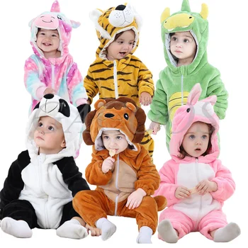 Мультяшный фланелевый детский комбинезон, пижама с капюшоном для панды, Кролика, Тигра и Льва для мальчика и девочки, костюм животного, Комбинезон для новорожденных, костюмы для косплея