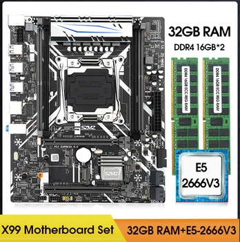 Комплект материнской платы SZMZ X99 M-G2 Xeon E5 2666 V3 LGA2011-3 CPU 16 ГБ 2133 МГц * 2 = 32 ГБ Оперативной памяти ddr4 RECC
