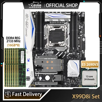 Материнская плата JINGSHA X99 D8I LGA 2011-3 В комплекте с процессором E5 2690V3 И оперативной памятью DDR4 8 *16G = 128G ECC REG С Wi-Fi High-end Game Boar