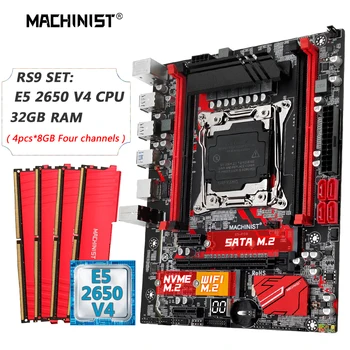 MACHINIST X99 Материнская плата Combo LGA 2011-3 Xeon E5 2650 V4 CPU Kit DDR4 RAM 4 * 8 ГБ 2666 МГц Память NVME M.2 WiFi Четырехканальный RS9