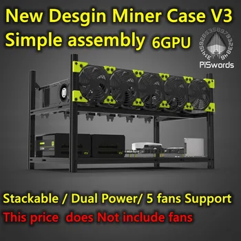 VEDDHA 6 GPU Mining Rig Алюминиевый Штабелируемый Открытый Корпус AI Host Для Компьютера ETH Frame Для Bitcoin Miner Kit В Разобранном виде Ethereum