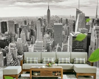 Фотообои beibehang на заказ 3d стерео гостиная европейская архитектура черно-белая городская стена ТВ фон обои
