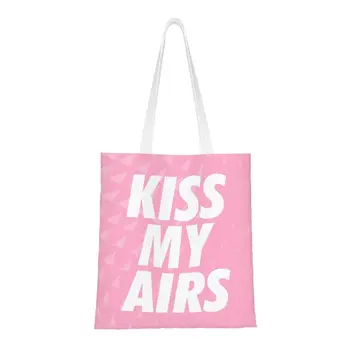 Сумка-тоут Cute Kiss My Airs для покупок, холщовая сумка для покупок из вторсырья