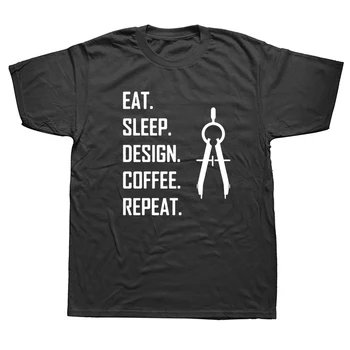 Дизайн Eat Sleep Повторяет Забавные футболки Architect Architecture, Уличная одежда, Футболка Harajuku с коротким рукавом и круглым вырезом Для мужчин