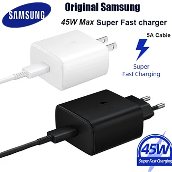 Samsung Charger Pd 45 Вт Type C Chargeur для сверхбыстрой зарядки Samsung Galaxy S23 S22 S21 S20 Note 20 10 A71 Tab A52S A72