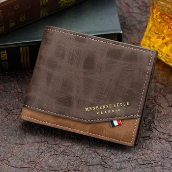 Модный мужской кошелек, сумка для денег, однотонный кожаный деловой короткий кошелек, известный винтажный Walltes, мультикарточный мягкий кошелек, сумка для монет
