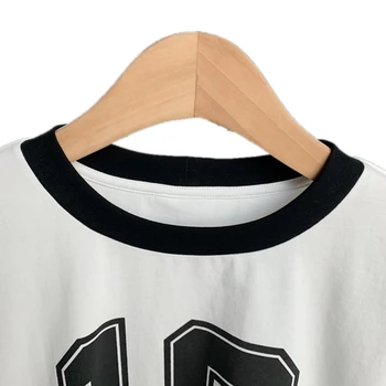 Новинка 2023, летняя женская укороченная футболка из хлопка с круглым вырезом и буквенным принтом, уличный шик, потрясающий модный дизайн, Модный Стильный C