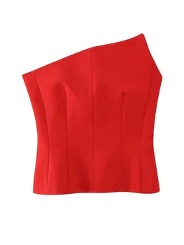 Новый женский жилет, универсальное тонкое красное асимметричное облегающее нижнее белье, бюстгальтер, топ без рукавов