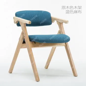 Обеденный стул Обеденный стул из Скандинавского дерева Современный Минималистичный Тканевый Складной стул С Подлокотником и спинкой Компьютерный стул Домашний Диван для гостиной