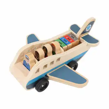 Деревянные игрушки-самолетики с красочным рисунком Игрушечная модель самолета для детей раннего возраста