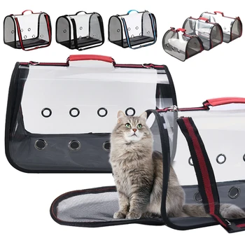 Полностью Прозрачная Дорожная сумка для кошек, Дышащая Портативная Складная Вместительная сумка для перевозки кошек и собак, сумки-переноски для маленьких домашних животных