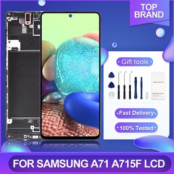 Super Amoled 6,7-Дюймовый Дисплей A715 Для Samsung Galaxy A71 Lcd С Сенсорным Экраном Digitizer A715F В Сборе С Рамкой Бесплатная Доставка