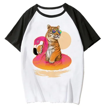 Женская футболка Flamingo Tiger, японская футболка для девочек, одежда 2000-х годов