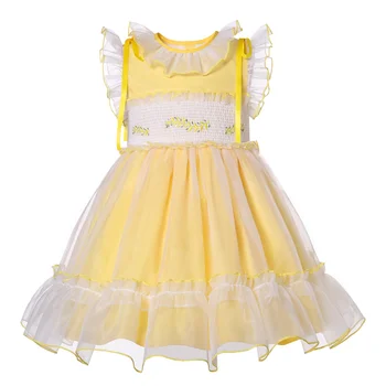 Pettigirl 2023 Summer Eid Kids Милые детские платья с вышивкой желтого цвета для маленьких девочек, повседневные комплекты для братьев и сестер