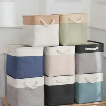 Новая корзина для хранения белья из хлопка и льна, большая вместительная корзина для хранения грязной одежды в квадратном виде