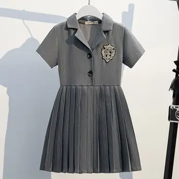 Школьное платье для девочек от 4 до 14 лет 2023 Летнее бальное платье без рукавов с бантом, одежда для подростков, повседневные платья, детская одежда