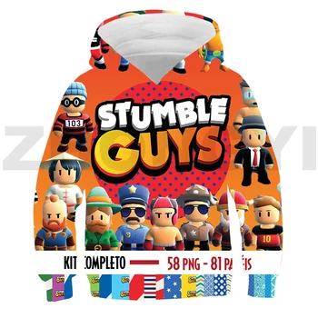 Kids Stumble Guys Game 3D Толстовки Трендовые Повседневные Пуловеры Оверсайз Stumble Guys Косплей Костюм Merch Sudaderas Толстовка Для Мальчиков