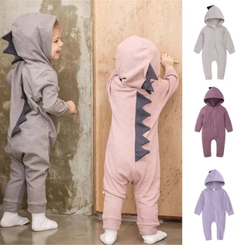 Комбинезон для новорожденных с динозавром 2021 года из плотного хлопка с длинными рукавами, боди для малышей, одежда для маленьких мальчиков и девочек, костюм