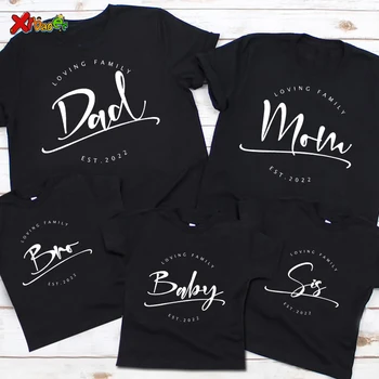 Семейная футболка на день рождения, Изготовленная на заказ, Семейная рубашка на годовщину, Фамилия, Топы, Подходящая рубашка, Изготовленное на заказ Имя для мамы, папы, ребенка