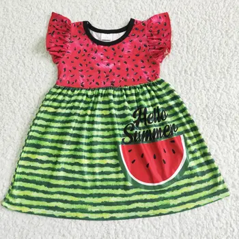 Оптовая продажа в бутике RTS Kids Hello Summer, одежда с арбузом, Милые платья для малышей для девочек